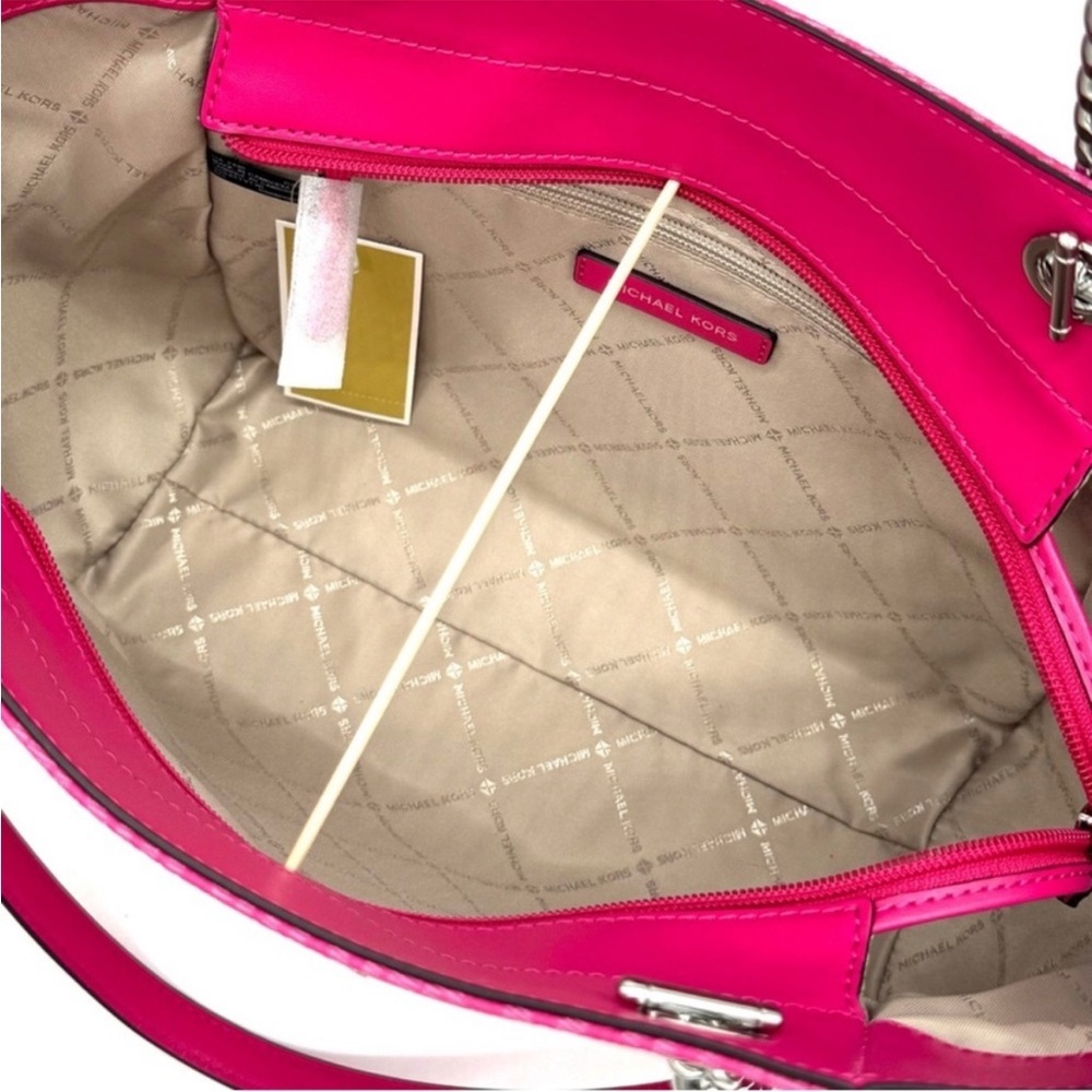 Michael Kors Large Jet Set Travel Chain Shoulder Bag Dragonfruit - Picture 9 of 10